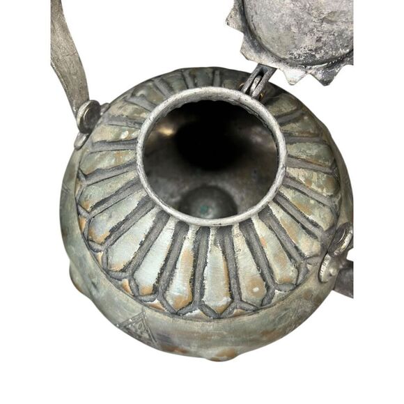 Antique Turkish Ottoman Silver Plated Hammered Tea Kettle - Picture 7 of 9